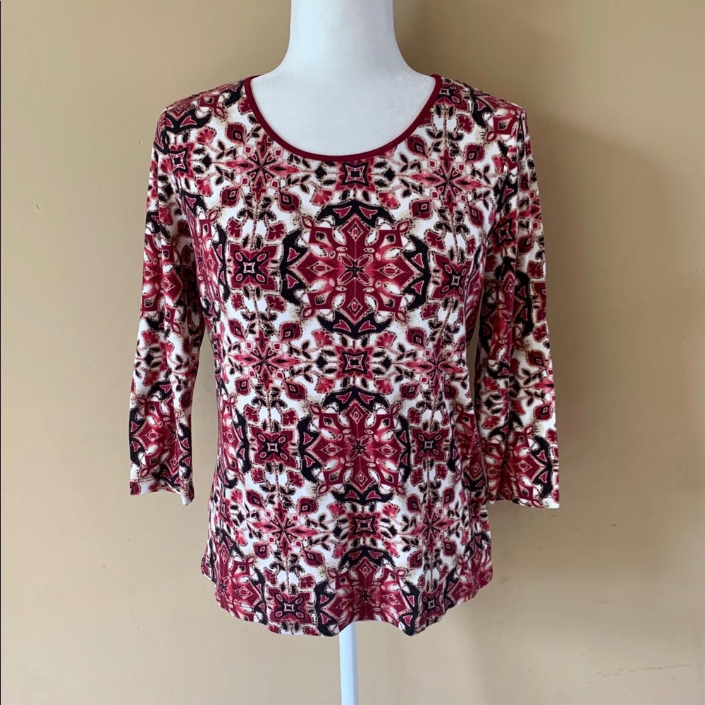 JM Collection Petites Medium Pink 3/4 Sleeve Shirt